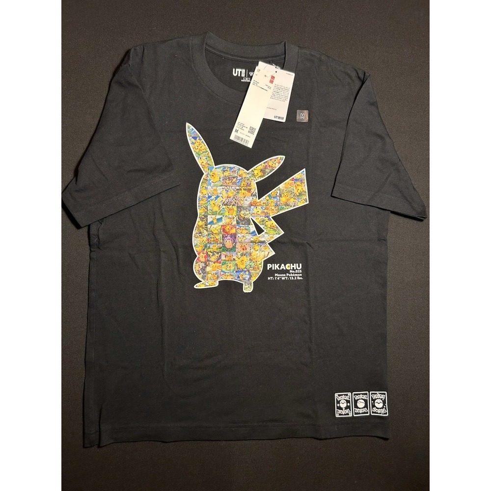Uniqlo Pokemon Card Game Pikachu T-Shirt Black Mens Medium Rare NWT Graphic Tee